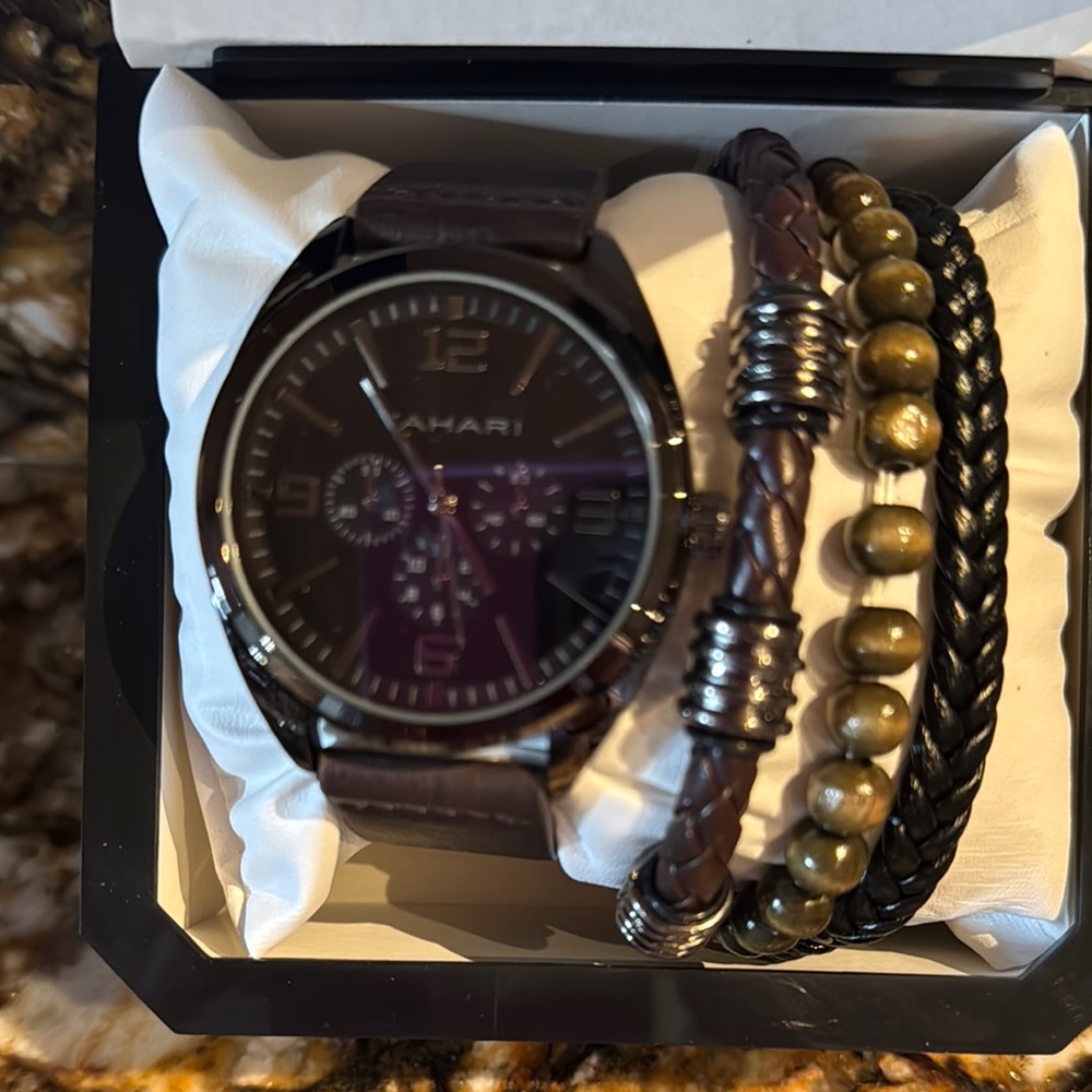 Tahari Black Watch with Bracelet Set